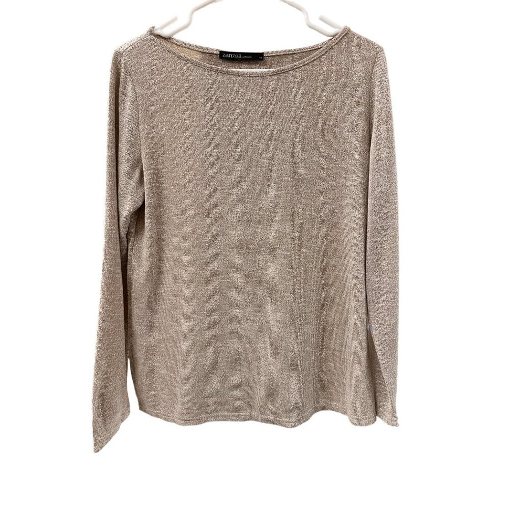 🌸3/$15🌸Zanzea Womens Medium Brown/Gold Long Sleeve Top sz M